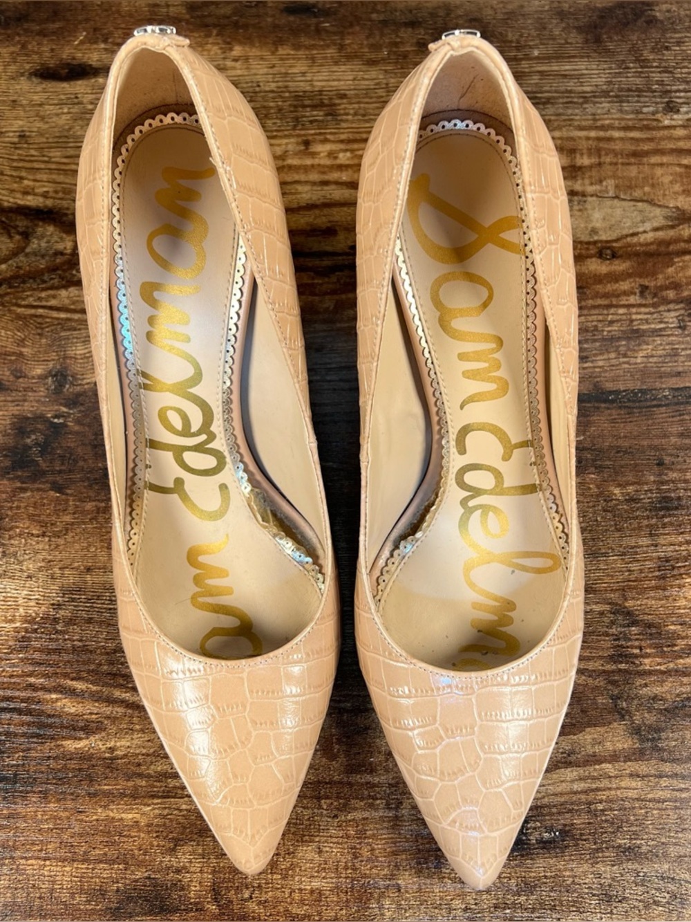Sam Edelman Heels Nude Croc Pumps Stiletto Point Toe Business Women's 8 - Picture 4 of 12